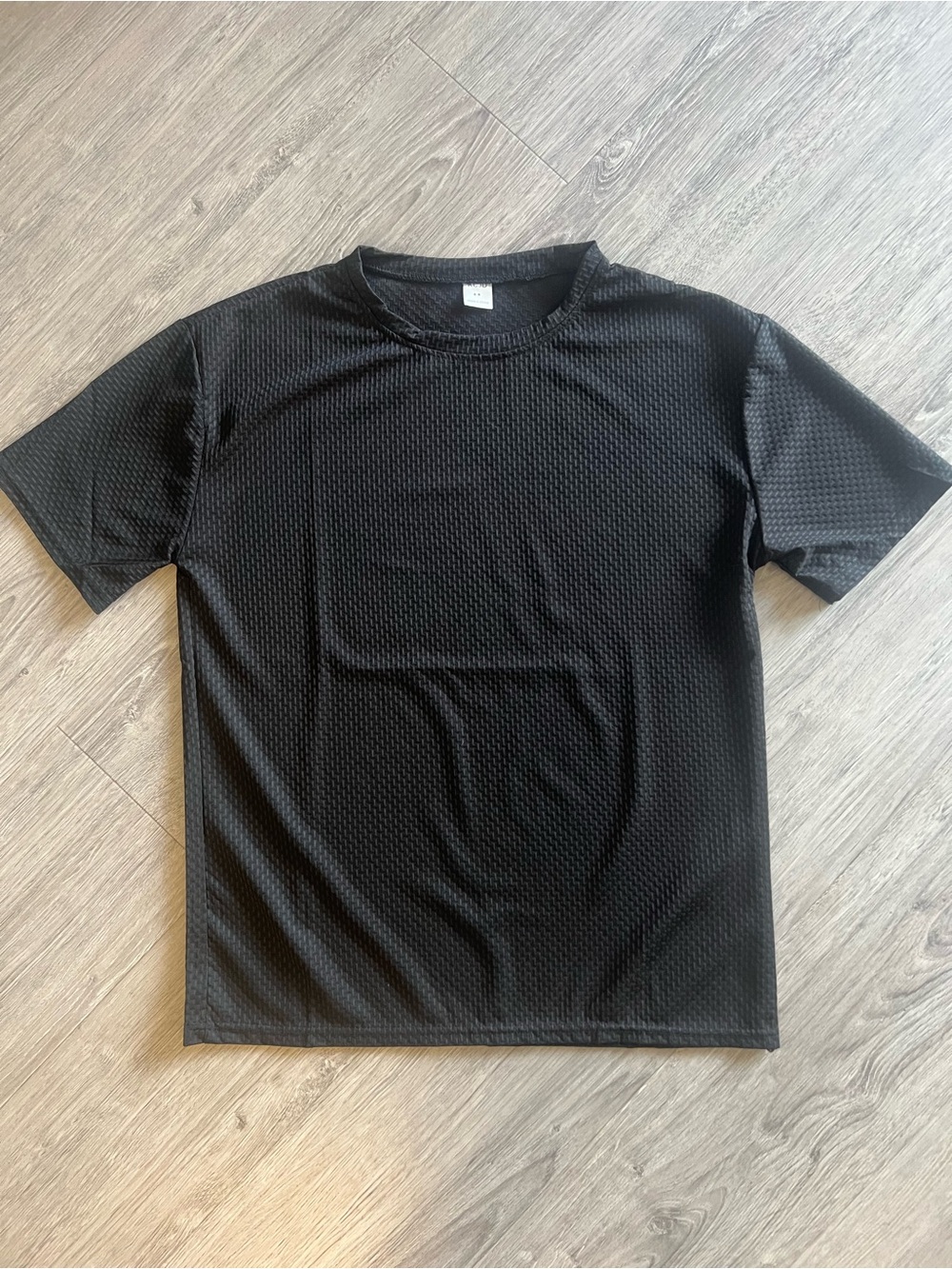 Men’s Black Textured Crew Neck T-Shirt Casual Short Sleeve Tee Size M